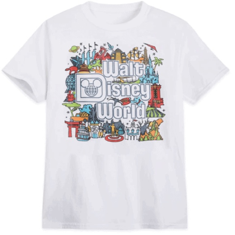Disney White Short Sleeve Tee with Colorful Graphic